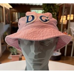 Pink Bucket Hat S/M DG Letter Patch Silver Grommet Style by Ethos Y2K‎ Aesthetic